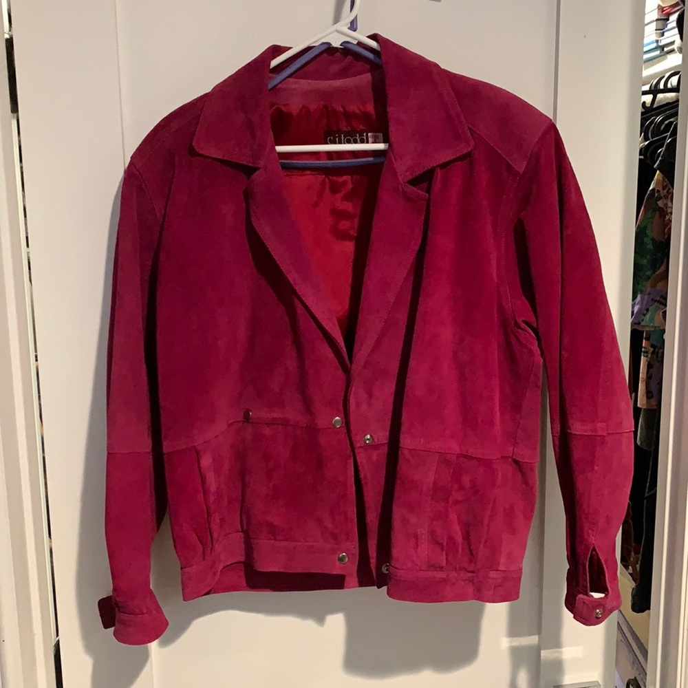 C.J. TODD vintage classy ladies suede-ish blazer jacket coat top violet ish